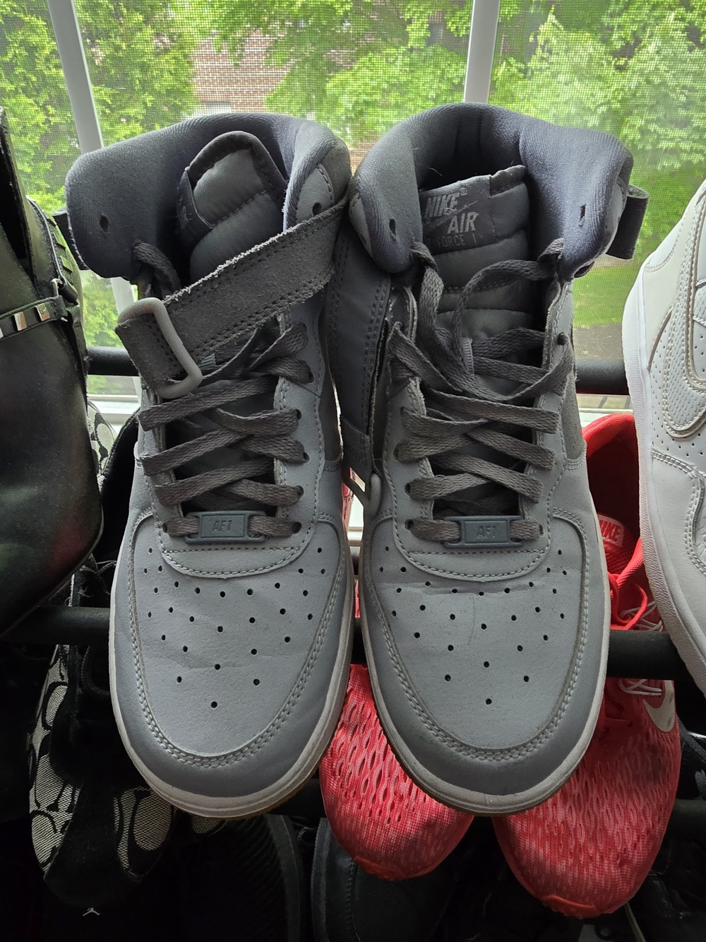 Nike Air Force 1 High Grey Leather Sneakers